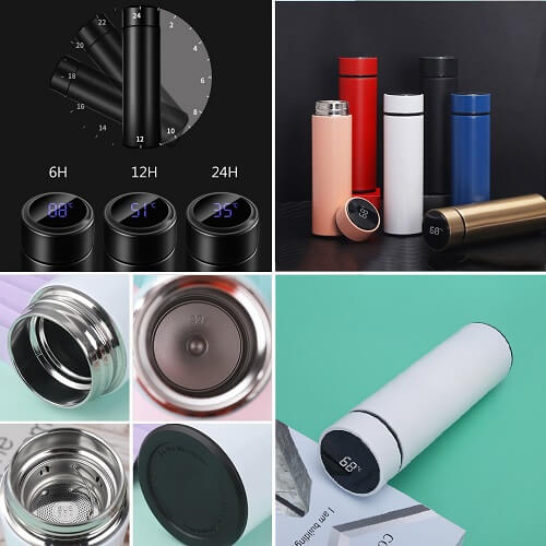 Temperature Water Bottle, LED Temperature Display, Hot Cold Vacuum Flasks, stainless Steel Thermos, LED 500ML Smart Thermos