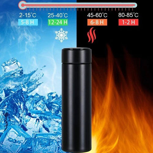 Temperature Water Bottle, LED Temperature Display, Hot Cold Vacuum Flasks, stainless Steel Thermos, LED 500ML Smart Thermos