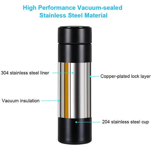 Temperature Water Bottle, LED Temperature Display, Hot Cold Vacuum Flasks, stainless Steel Thermos, LED 500ML Smart Thermos